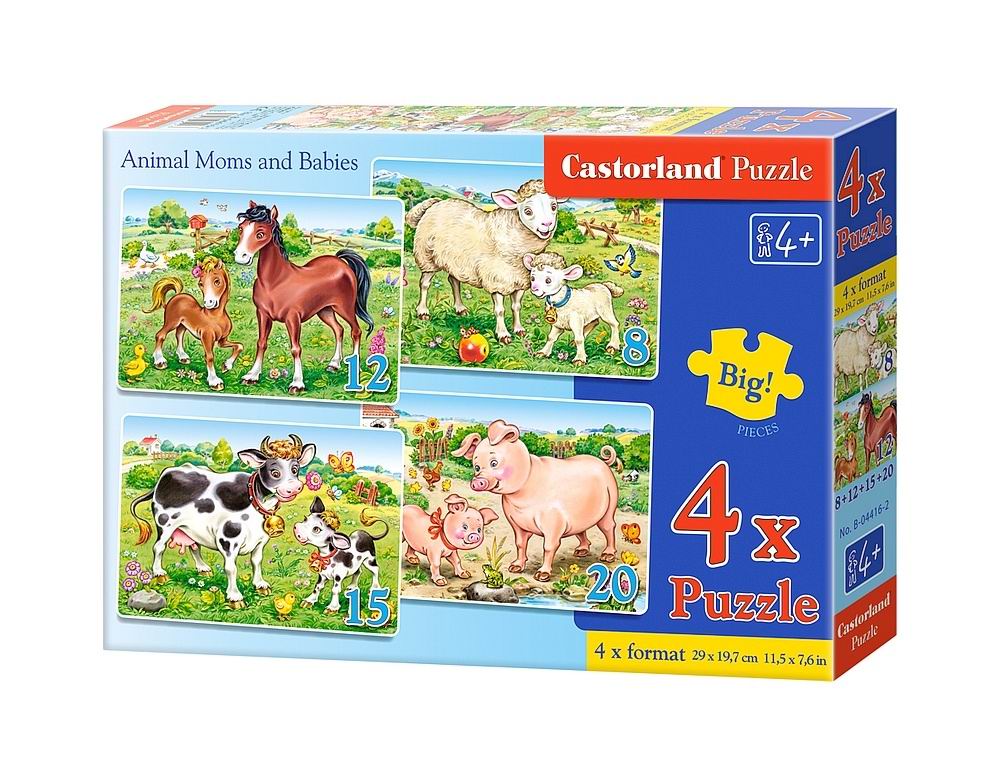 4 X PUZZLE ANIMAL MOMS AND BABIES